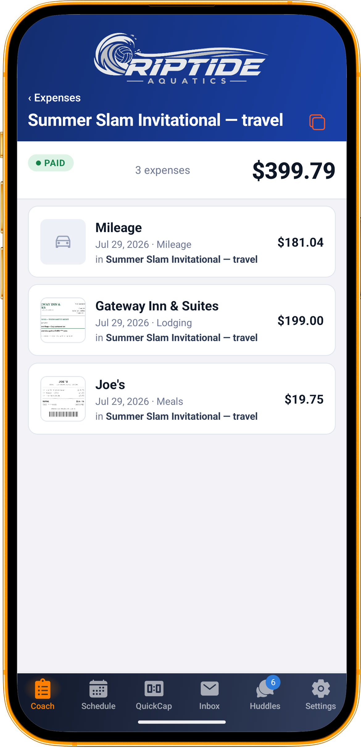 Receipts in,reports out. screen 3