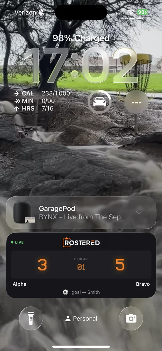 Rostered live activity on iPhone lock screen